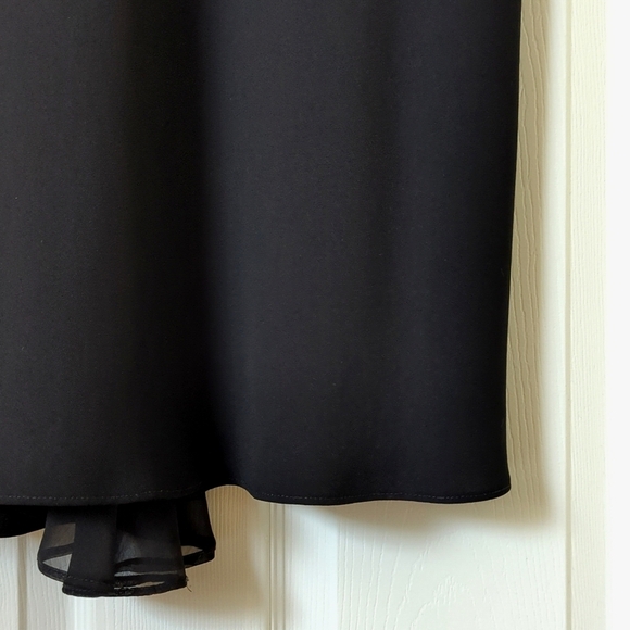 S.L. Fashions 90's Vintage Flutter Sleeve V-neck Midi Sheath Dress Black 10 - Picture 8 of 12